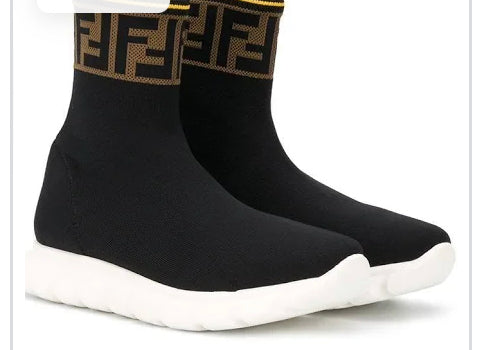 FENDI BLACK LOGO SOCK SNEAKERS