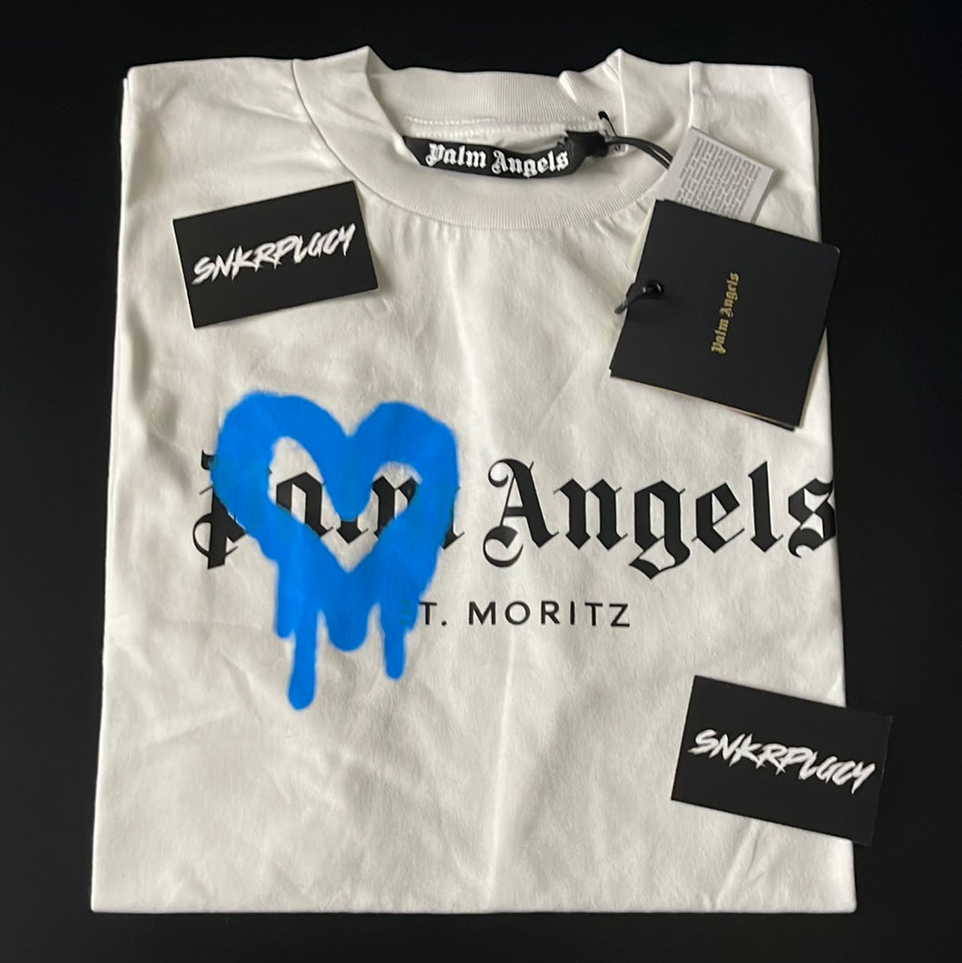 PALM ANGELS T-SHIRT “ST. MORITZ” WHITE/BLUE