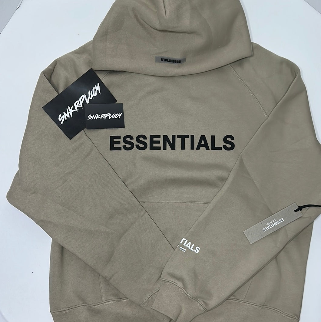 FEAR OF GOD X ESSENTIALS PULLOVER HOODIE APPLIQUÉ LOGO / OLIVE/KHAKI